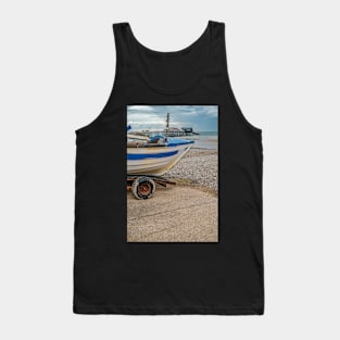 Crab fishing boat on Cromer Beach Tank Top